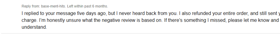 Basement Hits eBay feedback screenshot 15